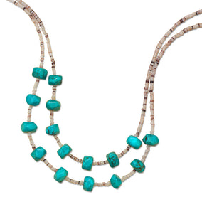 16" + 2" Multistrand Necklace with Shell and Magnesite