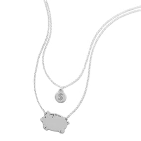 19" + 2" Double Strand Piggy Bank and Coin Necklace