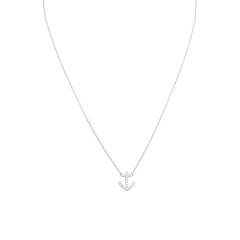 Delicate CZ Anchor Necklace