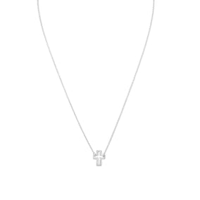 Delicate Sideways Cross Necklace with CZs