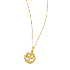 15.5" + 2" 14K Gold Plated Necklace with Cut Out Cross Design