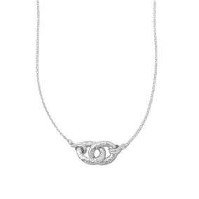 16" + 1" Rhodium Plated Double Oval Link Necklace