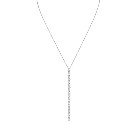 16" + 2" Rhodium Plated CZ Matchstick Necklace