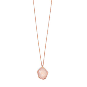 14 Karat Rose Gold Plated Necklace with Rose Quartz