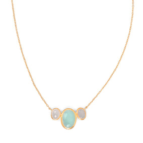 14 Karat Gold Plated Oval Chalcedony Necklace