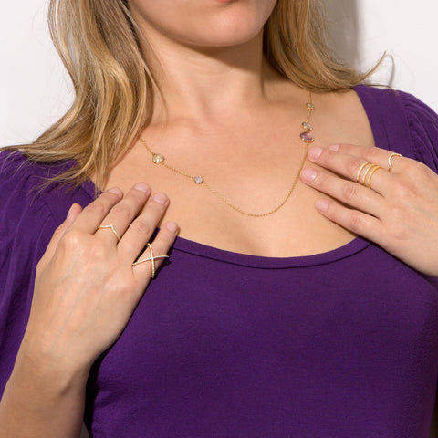 14 Karat Gold Plated Multistone Necklace