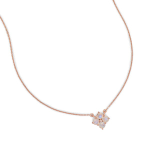 14 Karat Rose Gold Plated Moonstone Flower Necklace