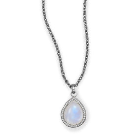 Midnight Collection Pear Drop Necklace With Gray Diamonds