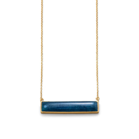 14 Karat Gold Plated Blue Aventurine Bar Necklace