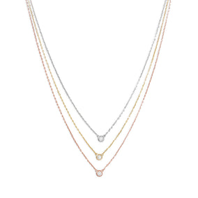Graduated Tri Tone Necklace with CZs