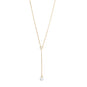 14 Karat Gold Plated Necklace with CZ and Imitation Pearl Drop