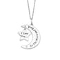 Rhodium Plated I Love You to the Moon and Back Necklace with Diamond