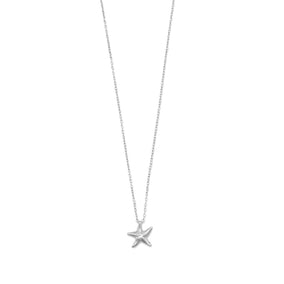 Rhodium Plated Starfish Necklace with Diamond