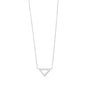 Rhodium Plated Open Triangle Necklace with Diamonds