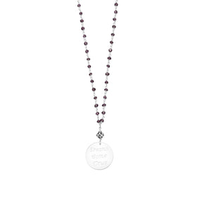 Garnet Bead Necklace with Round Engravable Tag