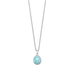 16" + 2" Freeform Faceted Amazonite Pear Drop Necklace