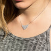 Rhodium Plated CZ "V" Design Necklace