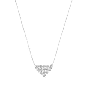 Rhodium Plated CZ "V" Design Necklace
