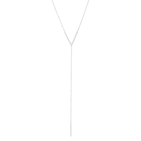Rhodium Plated Signity CZ "V" Drop Necklace