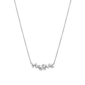Rhodium Plated Cultured Freshwater Pearl Branch Necklace