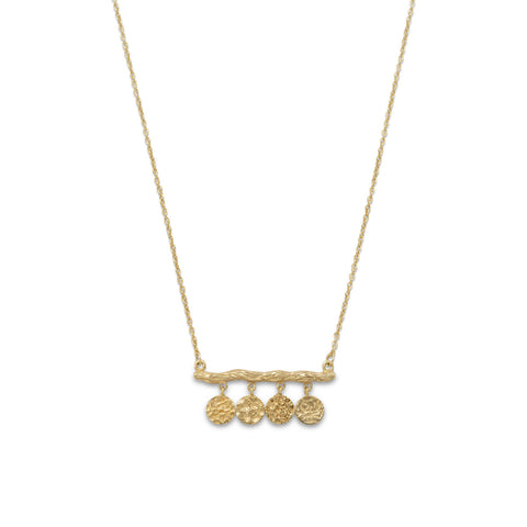14 Karat Gold Plated Branch with Tag Drop Necklace
