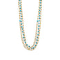 Triple Strand Gold Tone Multistone Necklace