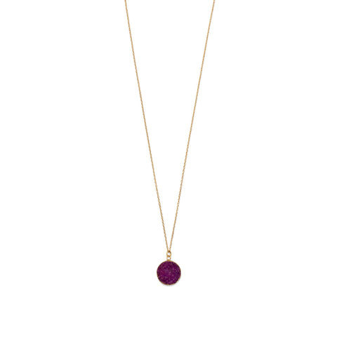 14 Karat Gold Plated Dyed Red Druzy Necklace