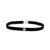 Rhodium Plated CZ Star Black Velvet Choker Necklace