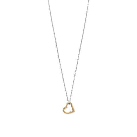 Two Tone Open Heart Necklace