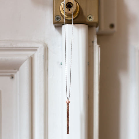 Two Tone Snake Chain Tassel Necklace