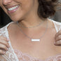 Rhodium Plated Double Strand Engravable Bar Necklace