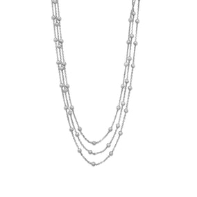 Rhodium Plated 3 Strand Satellite Chain Choker