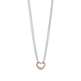 Two Tone Double Stand Open Heart Necklace