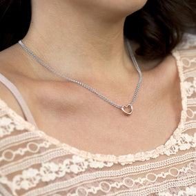 Two Tone Double Stand Open Heart Necklace