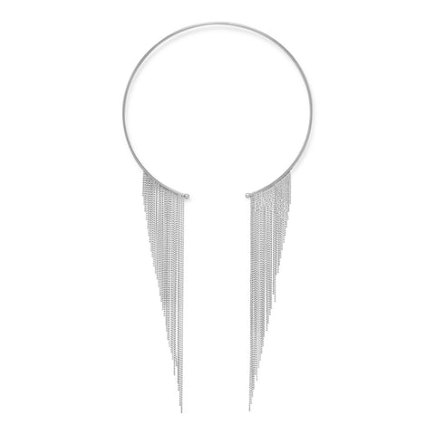 Rhodium Plated Open Flex Collar with Graduated Beaded Strands