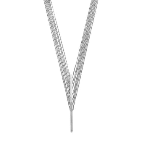 Rhodium Plated 7 Strand Bar Drop Necklace