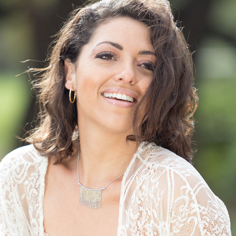 Two Tone Bar and Beaded Strand Necklace