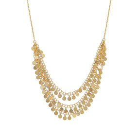 14 Karat Gold Plated Polished Disk Necklace