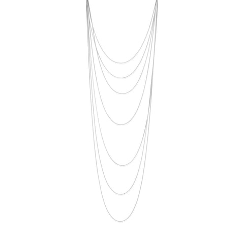 Rhodium Plated Long Graduated 7 Strand Necklace
