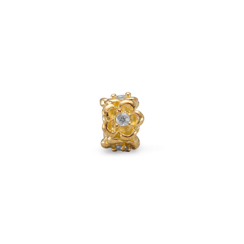 14 Karat Gold Plated Flower Bead with Crystal