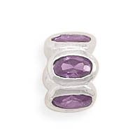 Bead with Purple Oval CZs