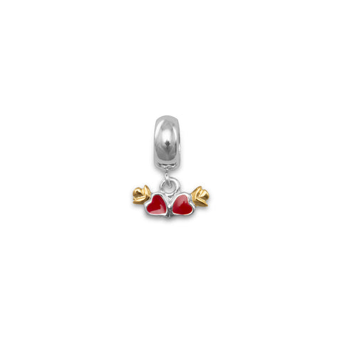 Red Enamel Heart Charm Bead