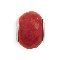 Faceted Red Dyed Jade Bead