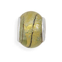 Yellow and Black Foil Glass Bead
