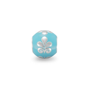 Blue Bead with Floral Design