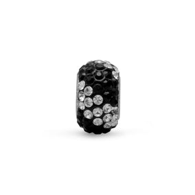 Black and Clear Pave Crystal Bead