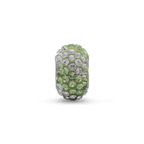Green and Clear Pave Crystal Bead