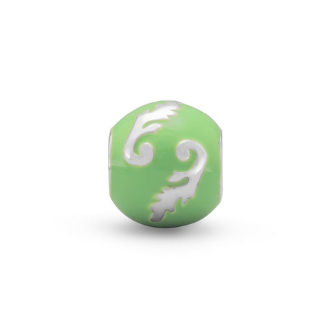 Green Bead with Leaf Design