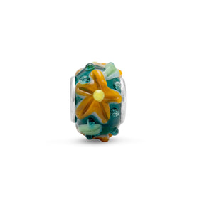 Green Bead with Yellow Flower