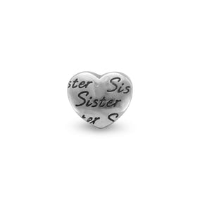 Oxidized "Sister" Heart Bead